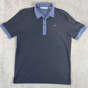 Travis Mathew Mens Medium Navy Blue Short Sleeve Golf Polo Shirt